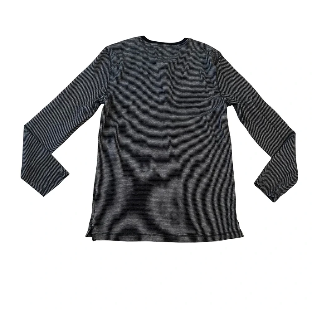 Banana Republic Mens Henley Shirt Large Tall LT Blue Striped Cotton Modal Top